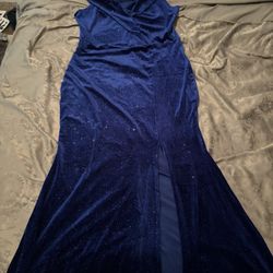 Midnight Blue Sparkly Mermaid Dress With Slit