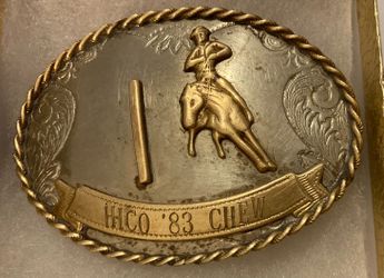 Vintage Metal Belt Buckle, German Silver and Brass, Pole Bending, Horse, Rodeo, Nice Western Design, 3 1/2" x 2 1/4", Heavy Duty, Quality, Thick Metal