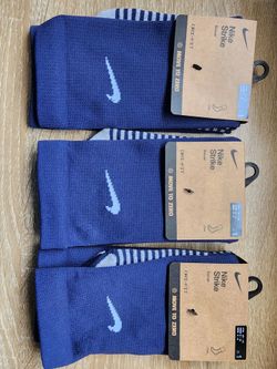 3 Paira Nike Strike Soccer Dri-Fit Crew Socks (Navy) - Size 6-8 Men's, Size 6-10 Women's