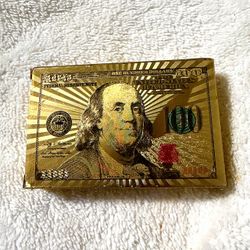 Gold Foil $100 Bill Playing Cards – Full Deck, Waterproof Novelty Poker Cards"