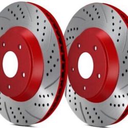 Drilled And Slotted Red Rotors