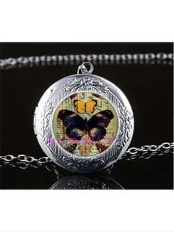 Butterfly locket necklace