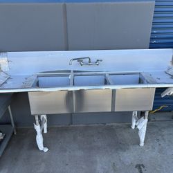 Stainless Steel Three Compartent Sink
