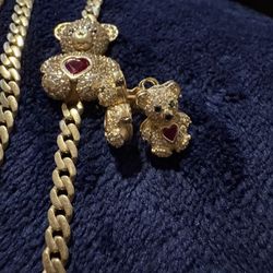 Juego De Cadena Manilla Y Arete De Oro 14  