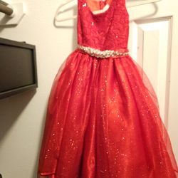 Red ball gown.