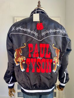 Jake Paul Mike Tyson Netflix Fight Satin Jacket XL Tiger Embroidery Black NEW