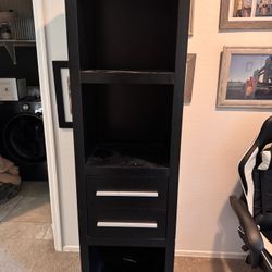 Two Black Shelves With Drawers