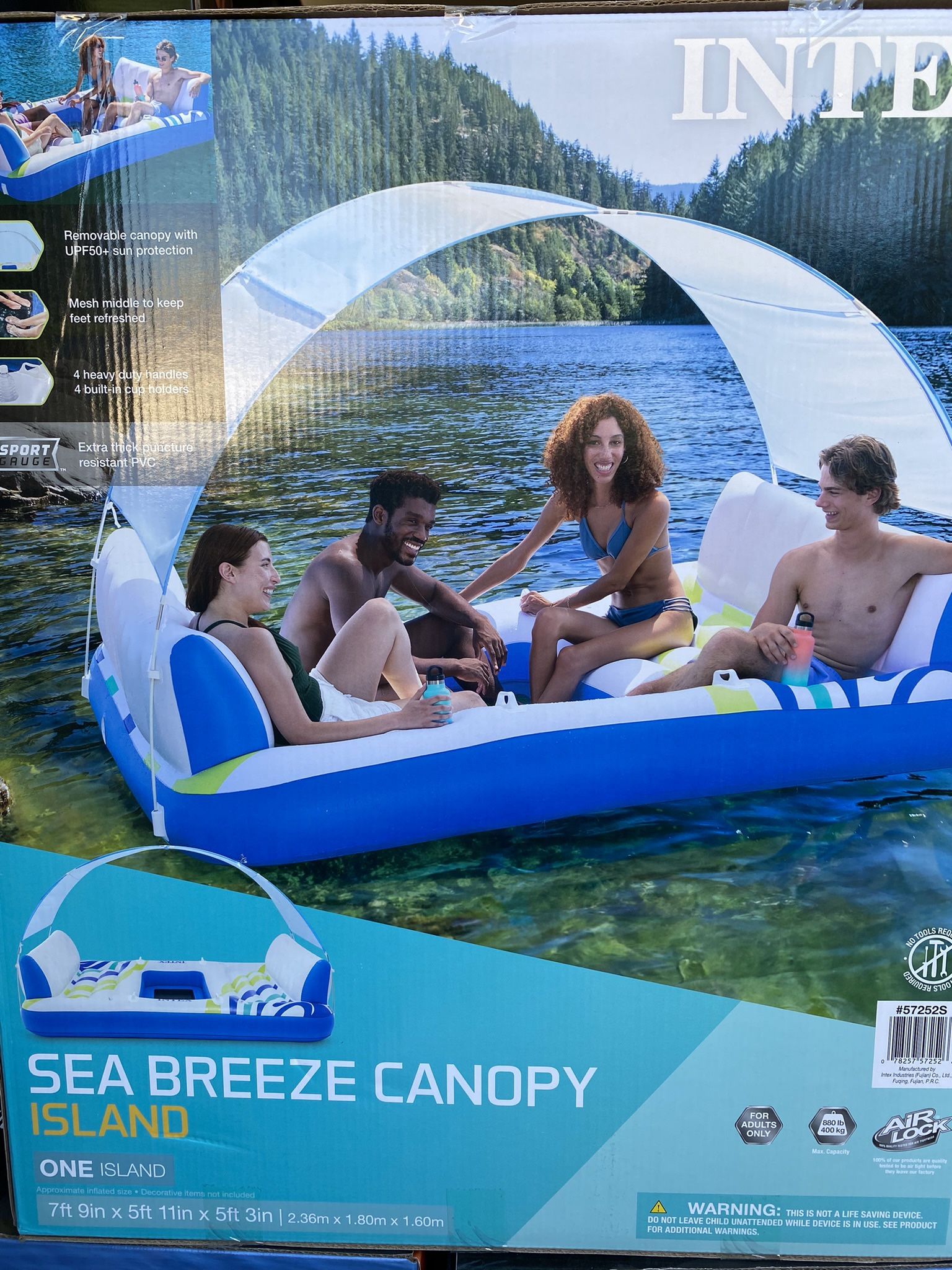 NEW Inflatable Canopy Floating Island / Lake Pool Float Raft Tube