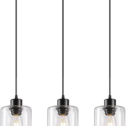 New In Box 3-Light Pendant Light Fixtures with Clear Glass,Adjustable Kitchen Island Light,E26 Base