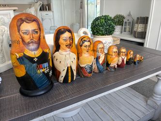 Russian Tsar Hand-Painted Matryoshka Nesting Dolls