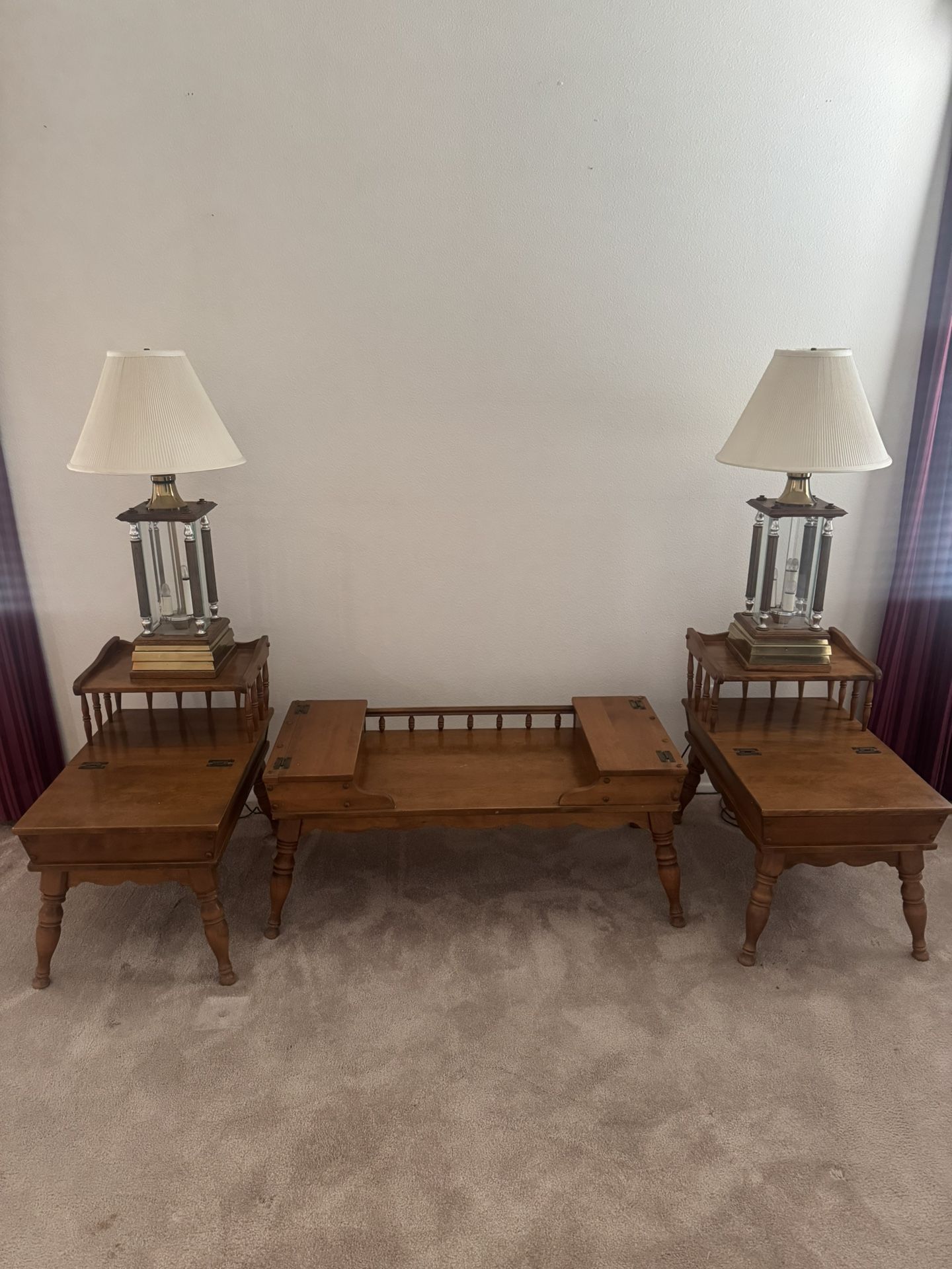 Ethan Allen 1960 Coffee Table Matching End Tables