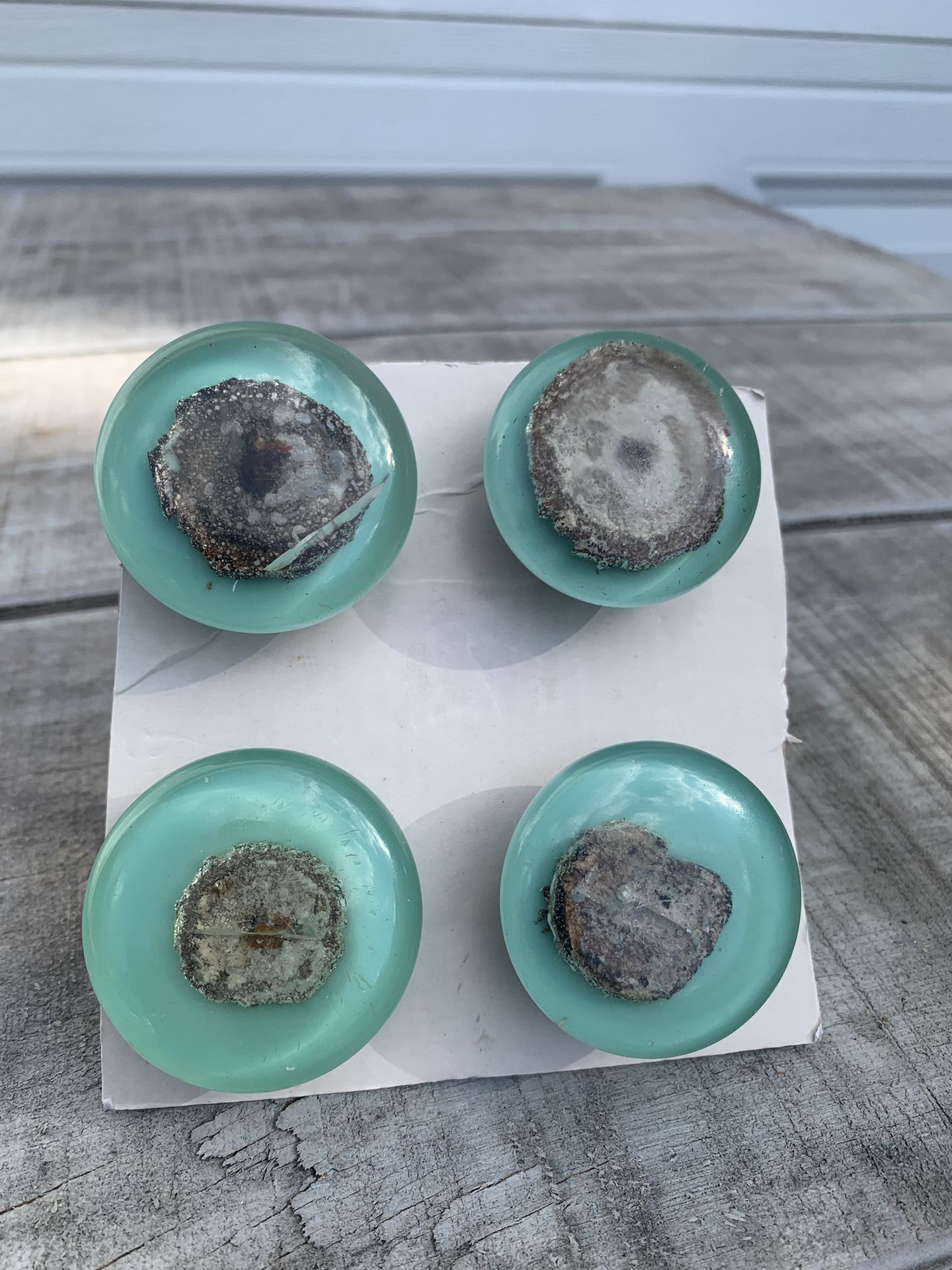 Set of 4 Handmade Sea Green embedded Resin Round Cabinet Knobs Drawer Pulls 2”