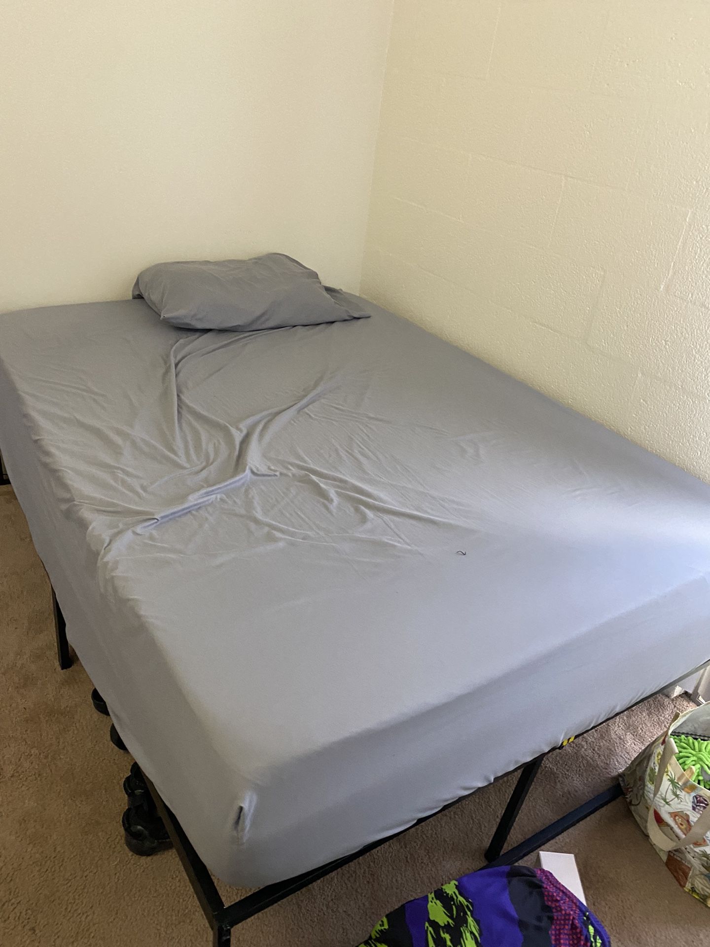 Full Bed (Mattress, Topper,  Frame, And Sheets) 