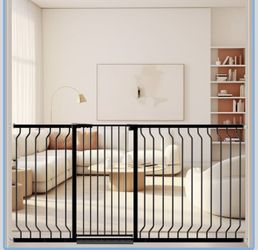 40.55" Extra Tall Baby Gate, 57.48-74.4" Extra Wide Dog Gate , Pressure Mounted Pet Gate