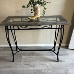 Farmhouse Sofa Table With Glass Top