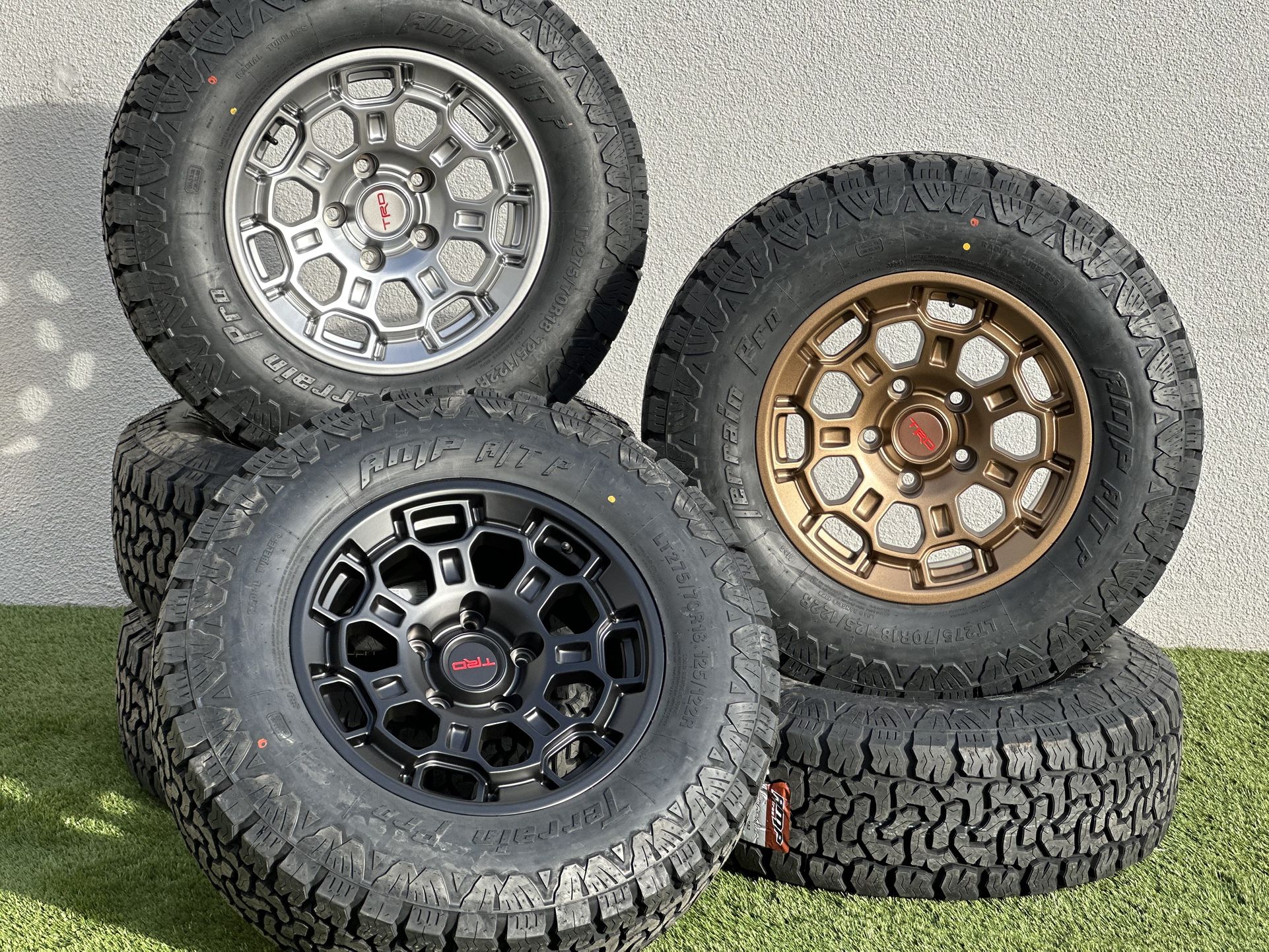 NEW 18” Toyota Tundra Wheels TRD Pro Style rims 5x150 Sequoia Rims Tires AMP 275/70R18 AT