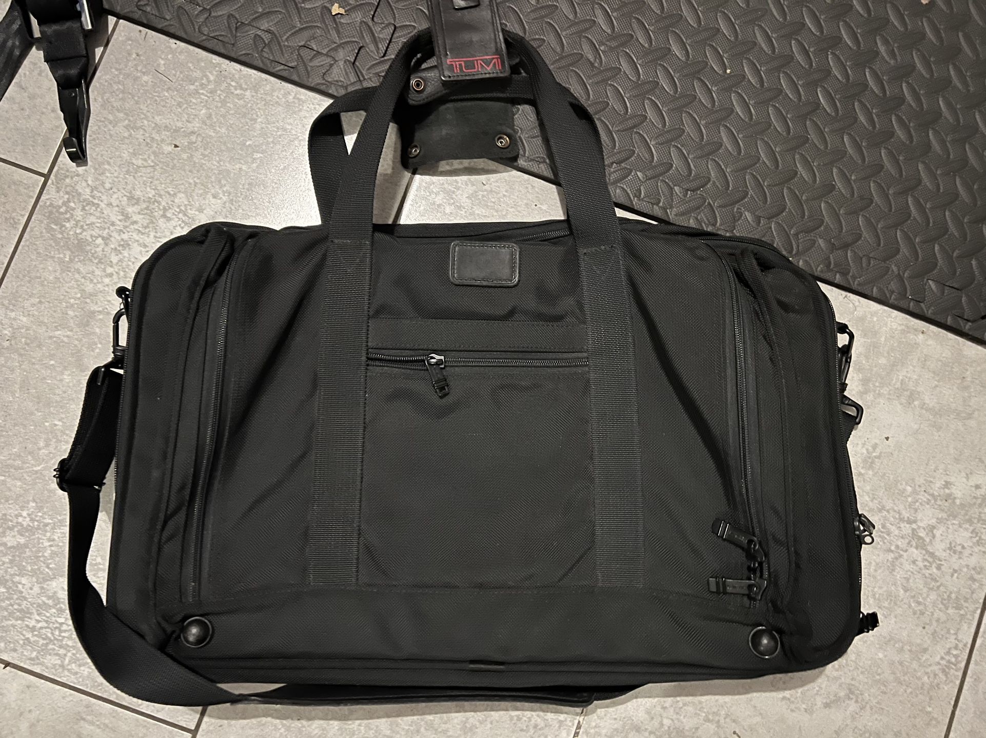 Tumi Black Nylon 21" Expandable Carry On Weekender Duffle Bag With Strap