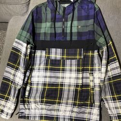 Plaid Windbreaker Jacket w/ Side Zippers (Like New)