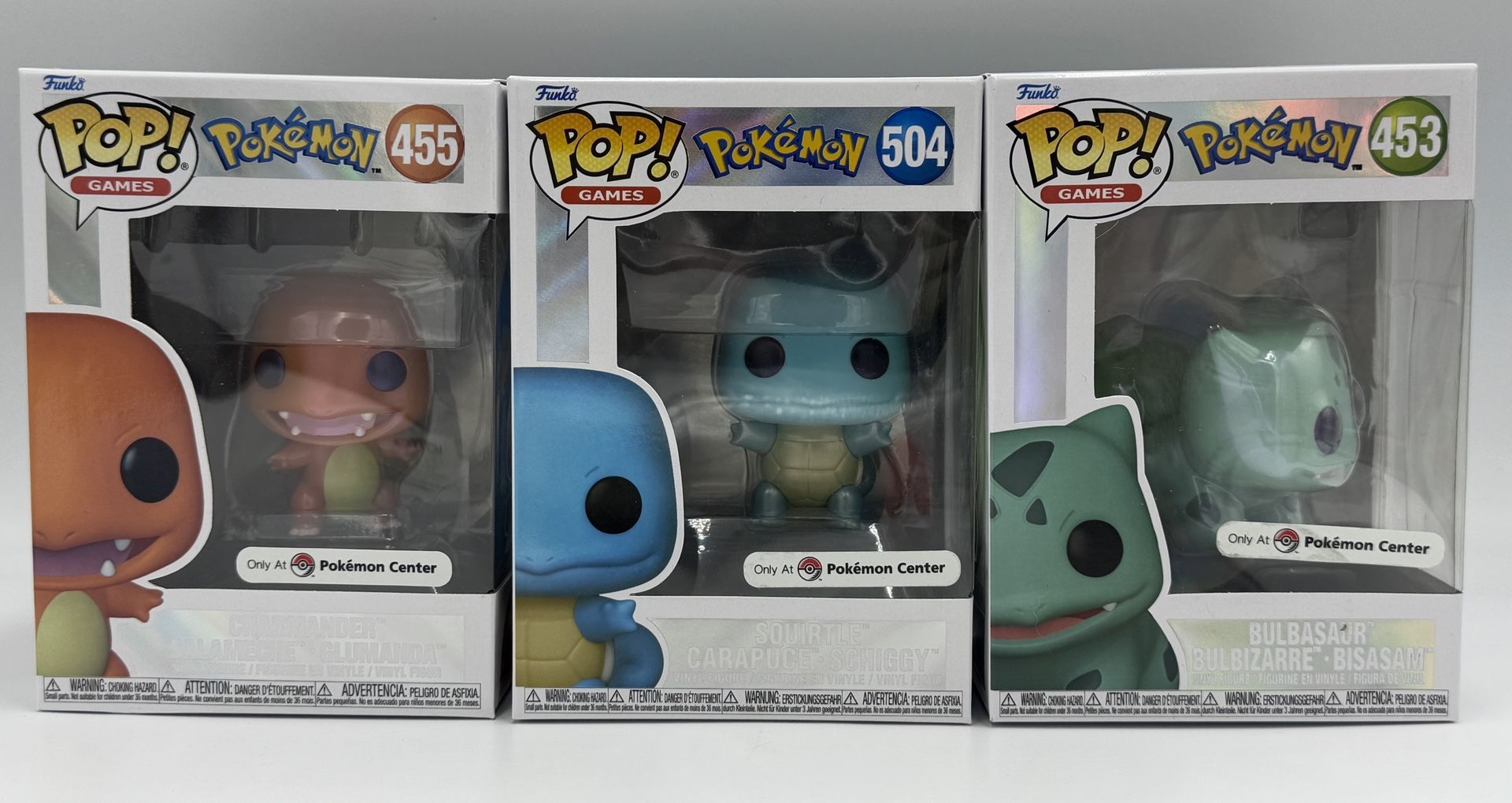 Funko Pokemon Center 453 455 504 Charmander Squirtle Bulbasaur
