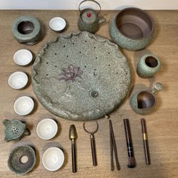Japanese Tea Ceremony Tea Set Zen Tea Set With Tray Complete Stoneware Tea Set