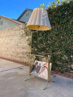 1980s Postmodern Magazine rack Glass table lamp