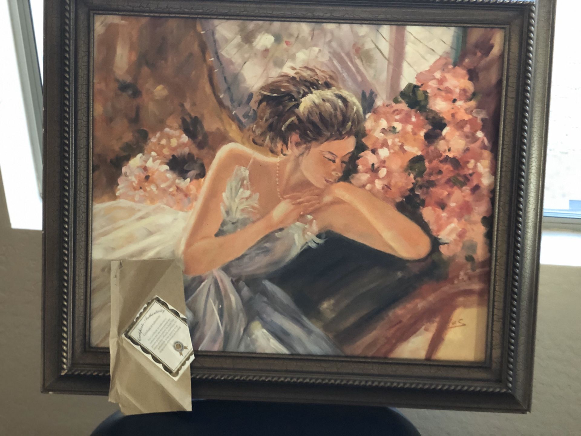 Oil Painting with gold frame with certificate