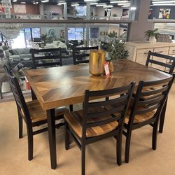 Blondon Brown & Black Dining Room Set (Set of 7)