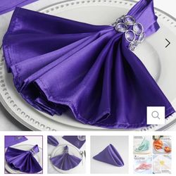 100 Purple Satin Napkins