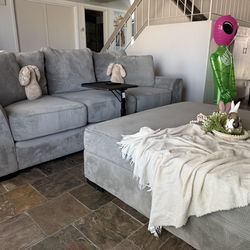 Grey Sofa 3 Seater w/ottoman & Sectional