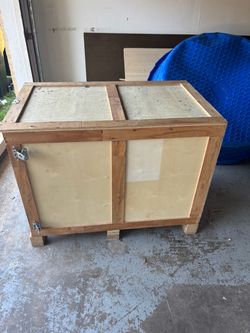 Large Wooden Shipping Crate with Hinges