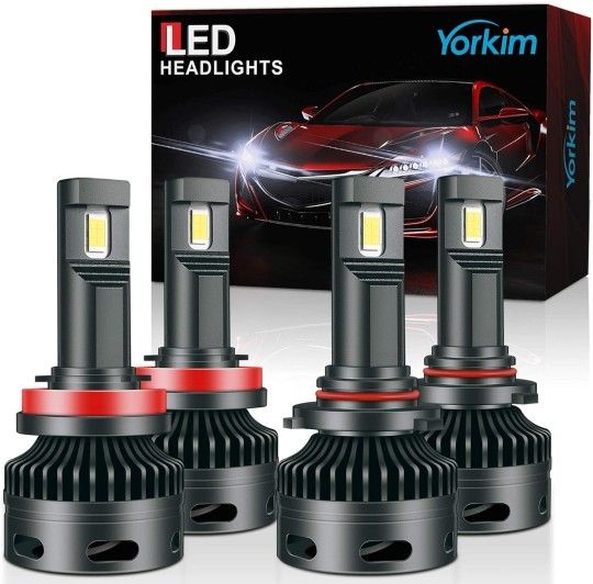 Yorkim 9005 H11 LED Headlight Bulbs combo, 9005/HB3 High Beam LED Headlights H11/H9 Low Beam LED Headlights 16000LM LED Headlight Bulbs CANBUS with 