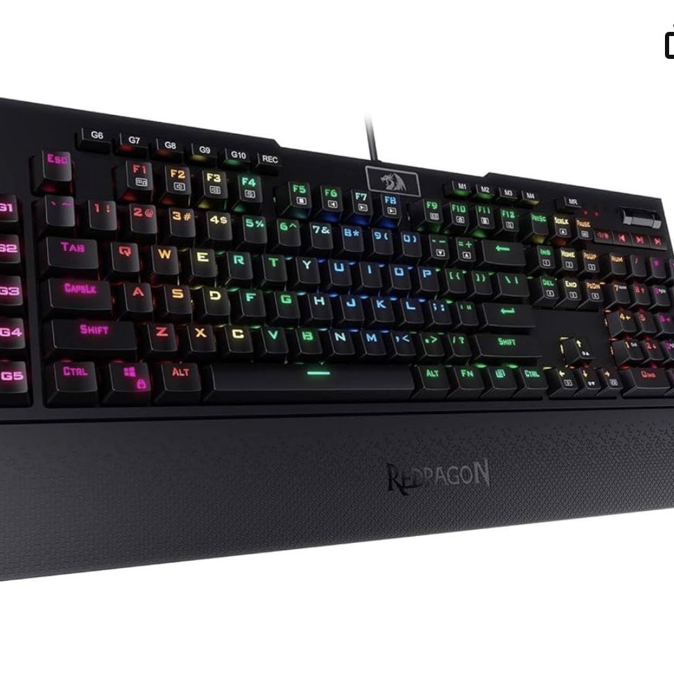 Redragon K586 RGB Mechanical Gaming Keyboard, 10 Dedicated Macro Keys, Convenient Media Control, and Detachable Wrist Rest, Red Switch