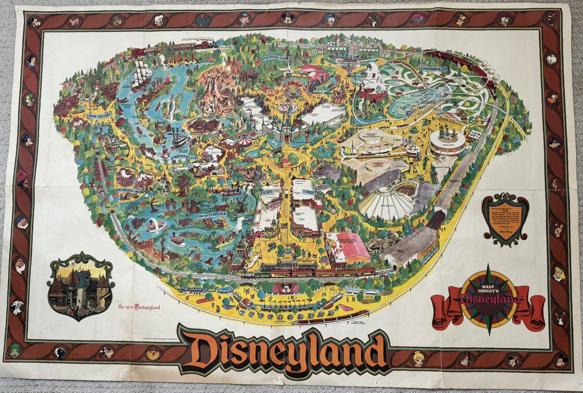 Disneyland 1983 Map 44x29 1/2