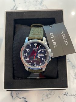 NEW IN BOX Citizen Garrison Eco-Drive Watch – Green Canvas Strap