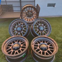 5 icon alpha wheels bronze. 17x8.5 0 offset