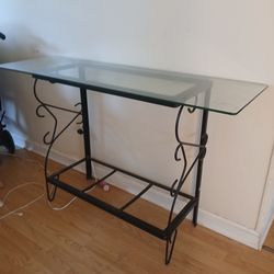 Glass topped table