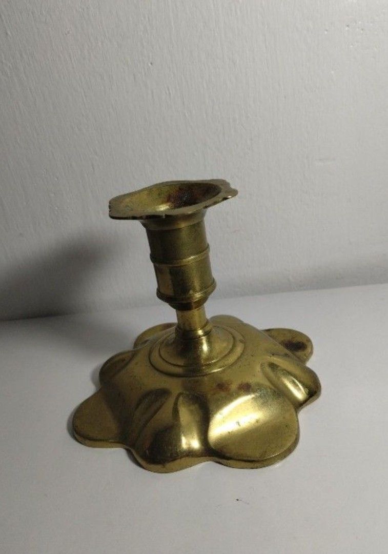 ANTIQUE ENGLAND BRASS CANDLESTICK 5"×4" - Z998