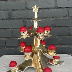 vtg chrome xmas tree candle holder 
