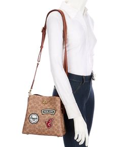 New COACH WILLOW BUCKET BAG WITH PATCHES