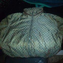 Gucci Satin Wind Breaker Jacket With Hoodie 