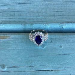 Beautiful New Sterling Silver .925 AAA Bluish/Purple & White CZs Size 10.5 Ring Stamped BBJ