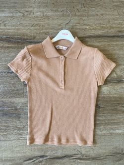 Waffle Knit Polo Crop Top