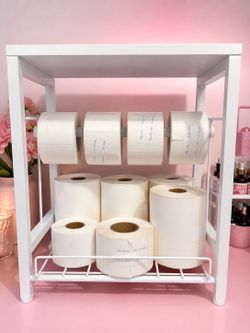 Labeler and label rolls and label shelf