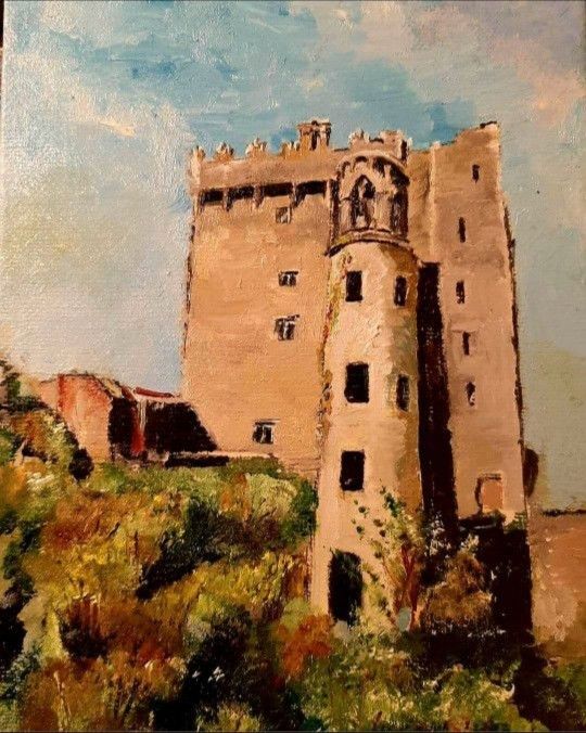 Ireland Europe Historical Blarney Castle Landscape Princess Original Oil Painting
