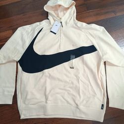 Nike Swoosh Men's Half-Zip Pullover Hoodie XXLT Creme 