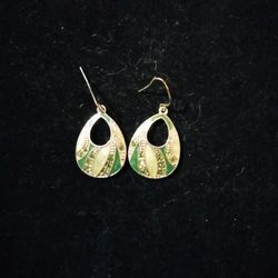 Green & Goldplated Texas Teardrop Earrings