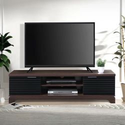 NEW 59" Dark Walnut Wood TV Stand With Storage