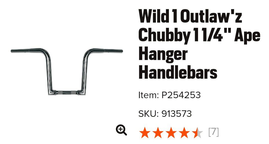 Wild 1 outlaw'z chubby 1 1/4 ape hangers