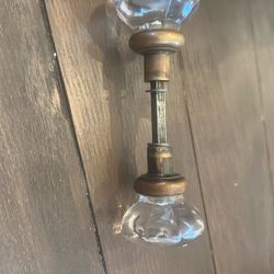 Antique Brass And Glass Door KnobS