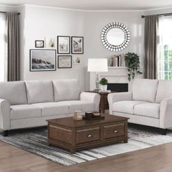 Brand New Biege Linen Sofa + Loveseat 2PCs Set